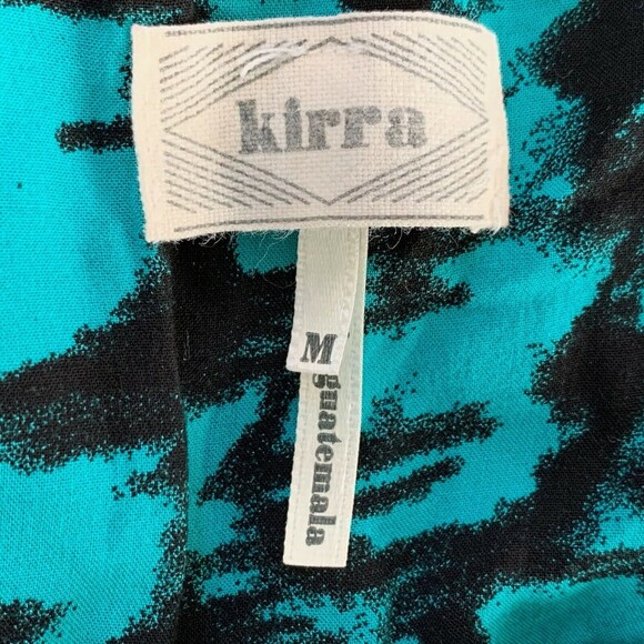 Kirra Full Crop Tank Top Women Medium Silky Button Front Hi-Low Green & Black - Picture 4 of 9